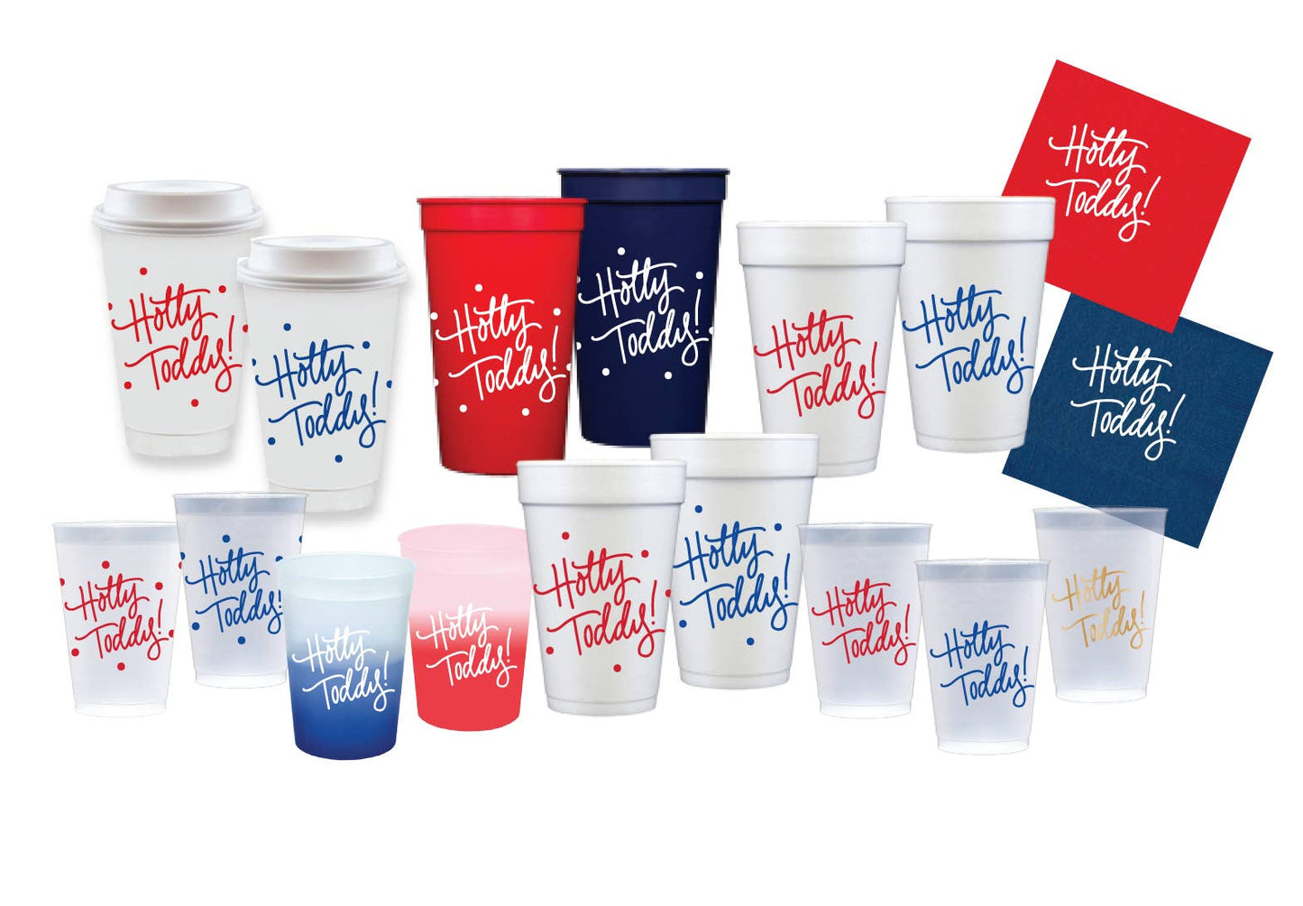 Hotty Toddy! | Game Day Cups & Napkins (All) : NAPKINS - RED & BLUE *split qty (25 per pack - same color)