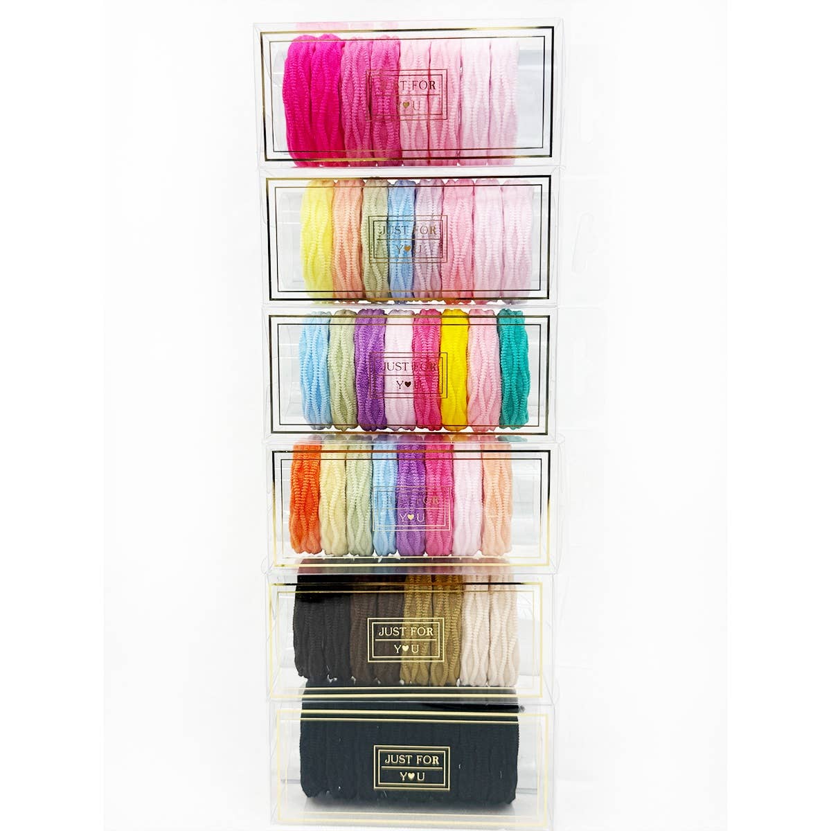 Multi Colored Textured Rolled Hair Tie Set