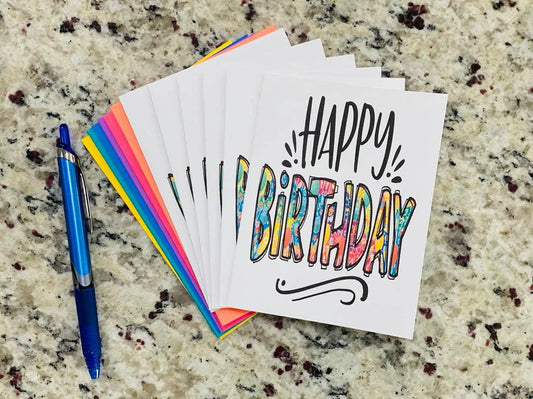 Happy Birthday Note Cards: Colorful