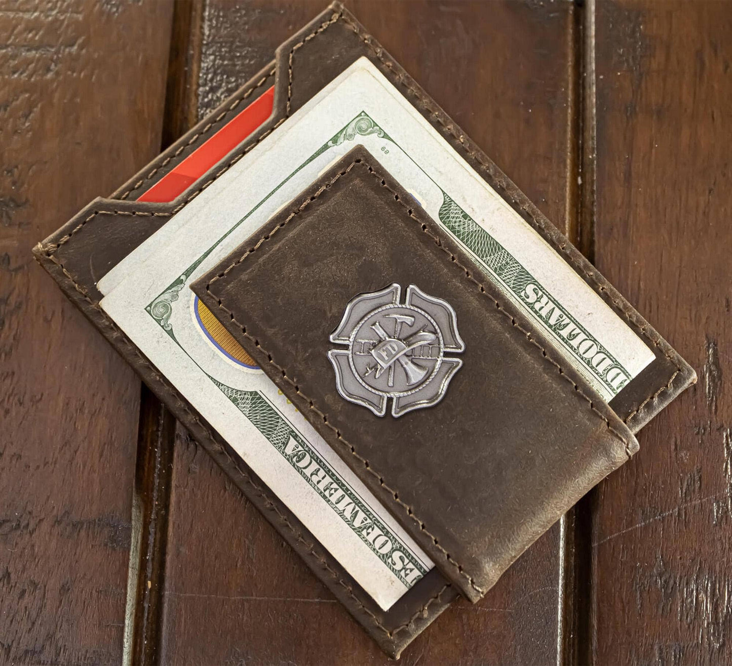 Maltese Cross Magnetic Leather Slim Wallet