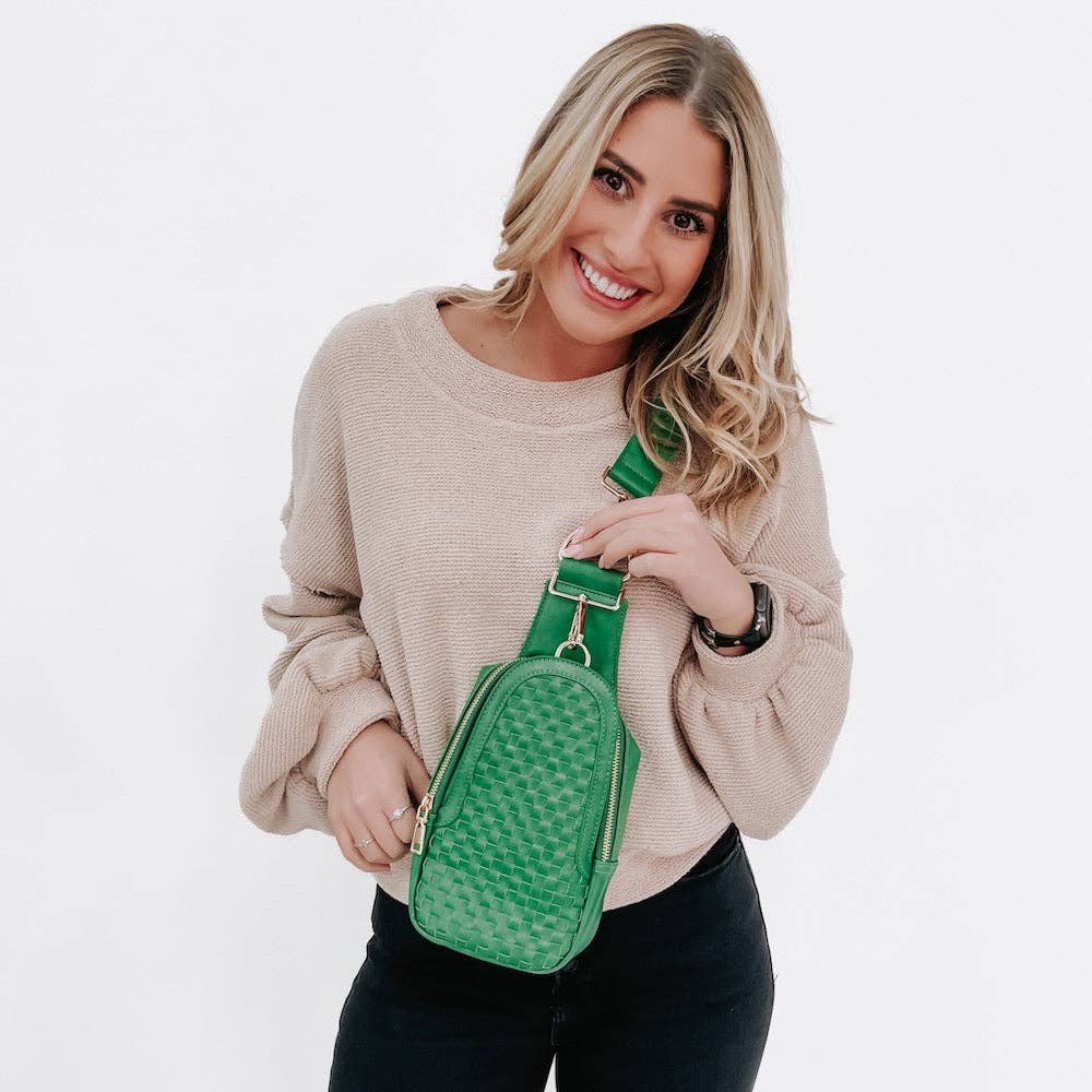 Waverly Woven Sling Bag (Free Strap Extender!): Emerald