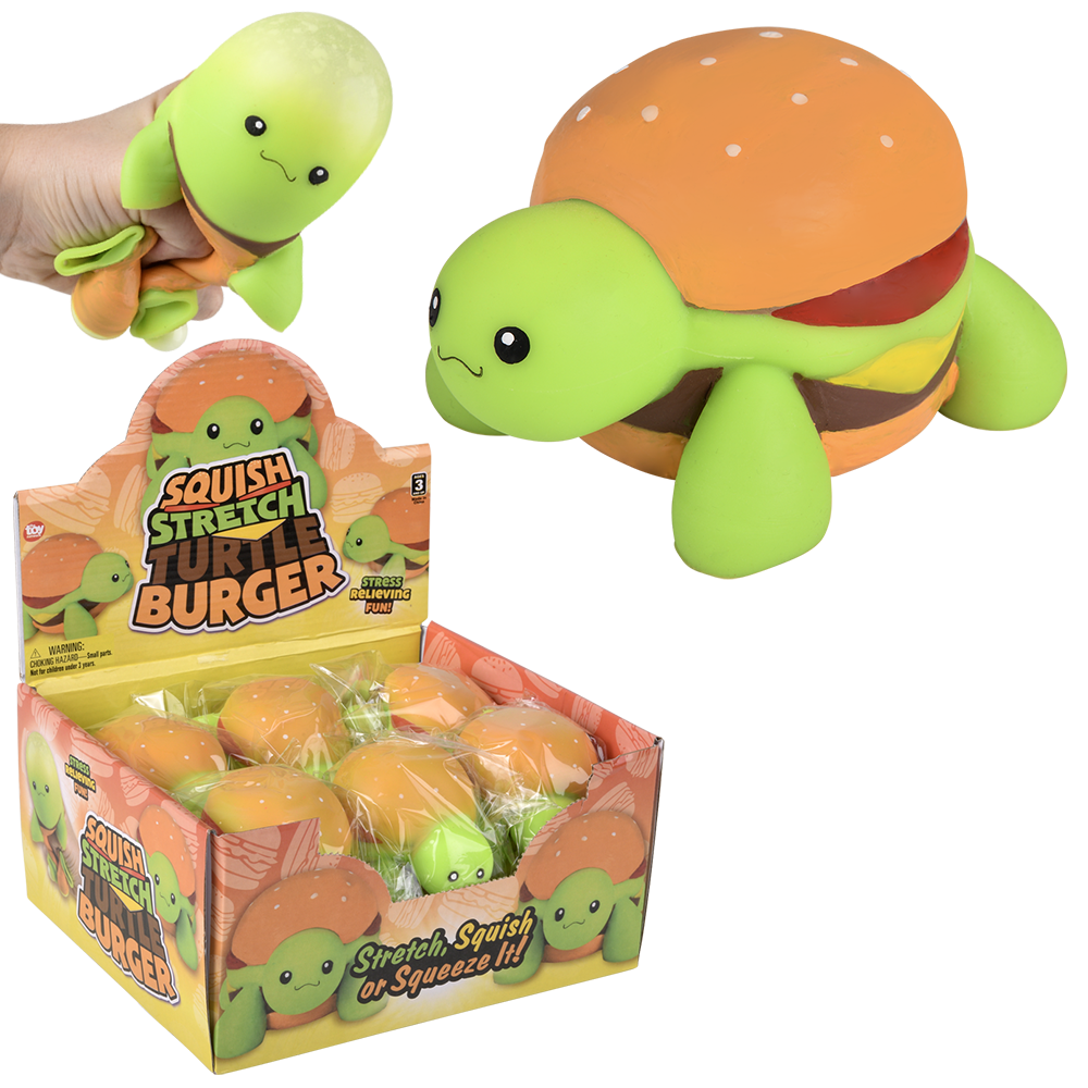 (T) 4" SQUISH AND STRETCH TURTLE BURGER 12CT
