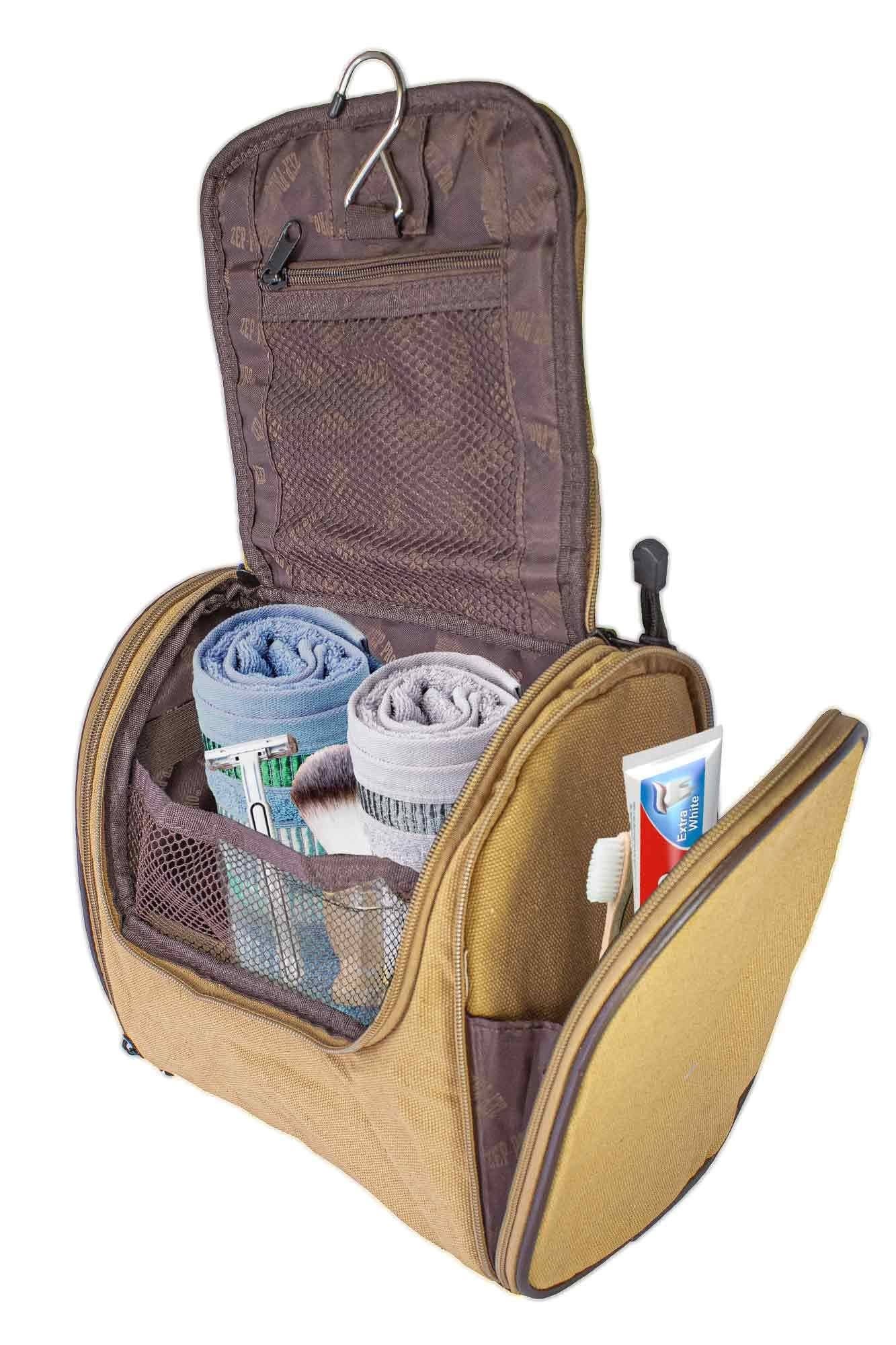 Ole Miss Rebels Men's Khaki Hanging Toiletry Bag.
