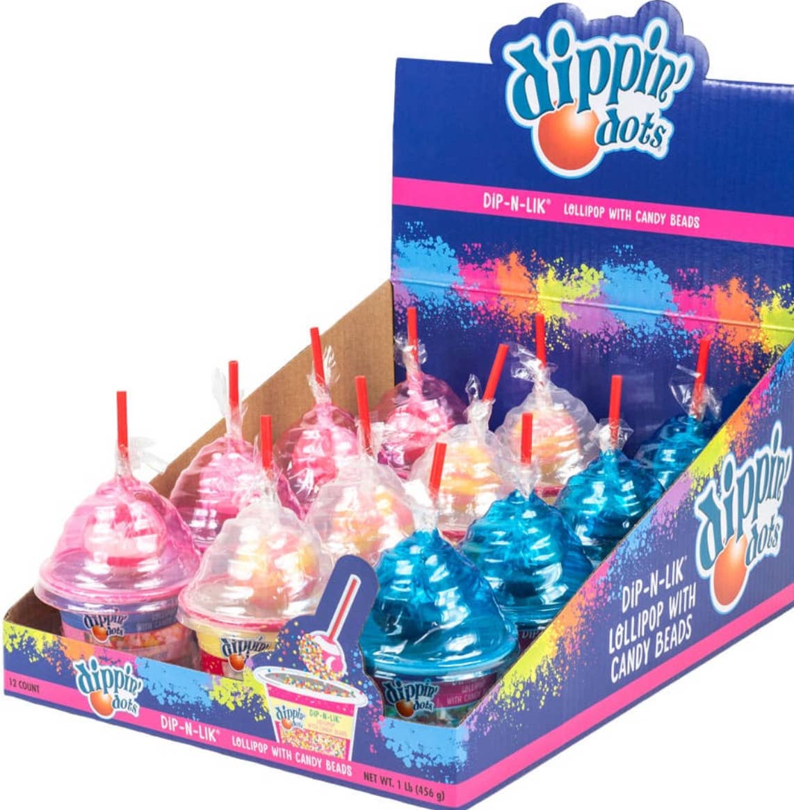 Novelty NEW 🎉 Dipping Dots Lollipops 🍭 w/ Dip- 12CT Tray 