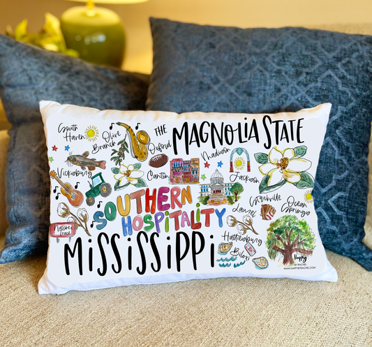 State of Mississippi Double Sided Lumbar Pillow