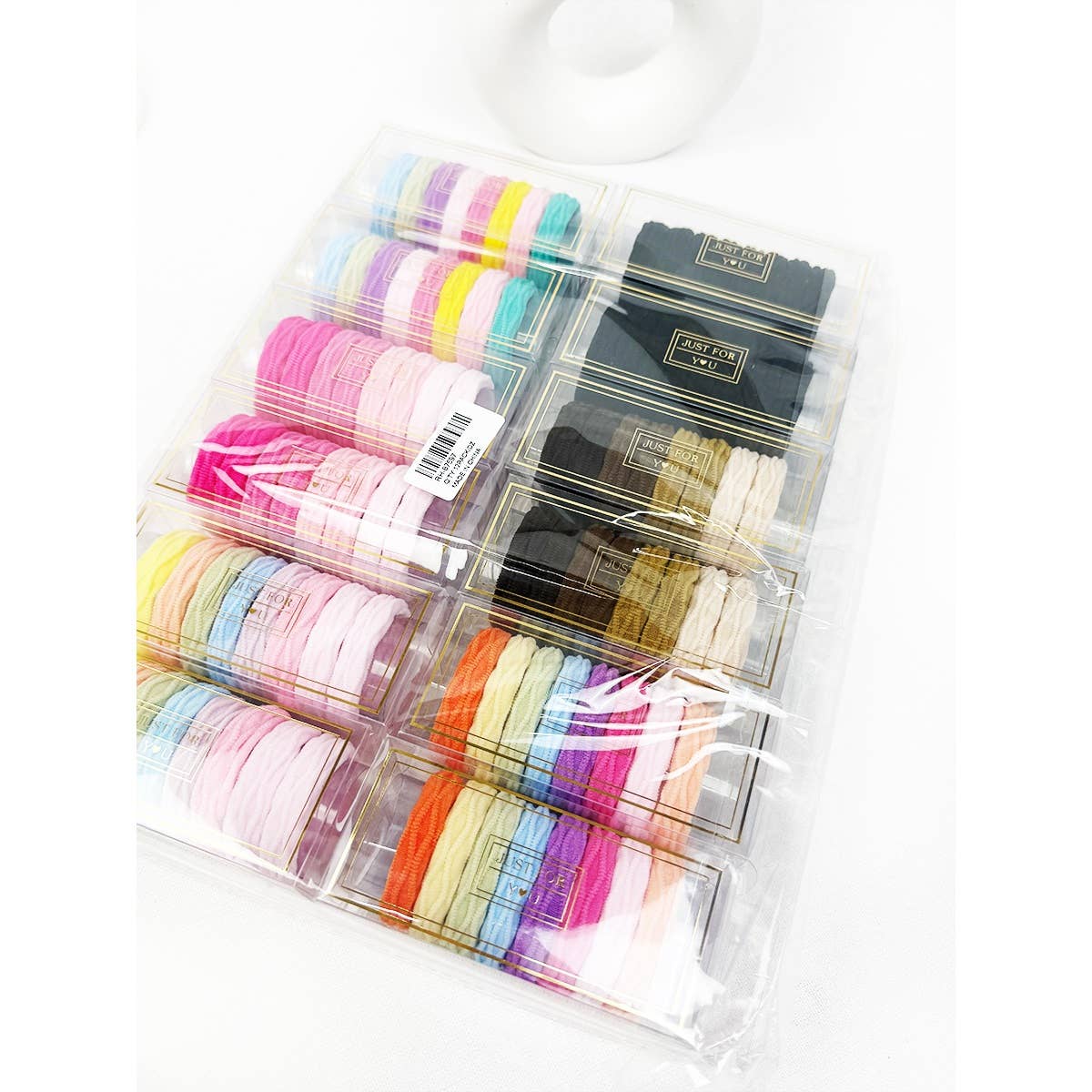 Multi Colored Textured Rolled Hair Tie Set
