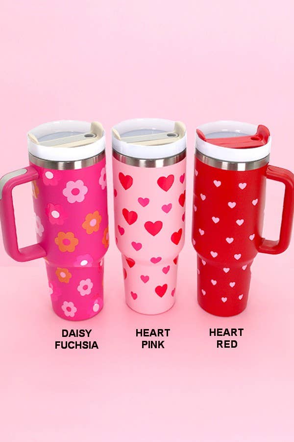 40oz STAINLESS STEEL TUMBLER ALL STYLES | TB40OZ: DAISY FUCHSIA