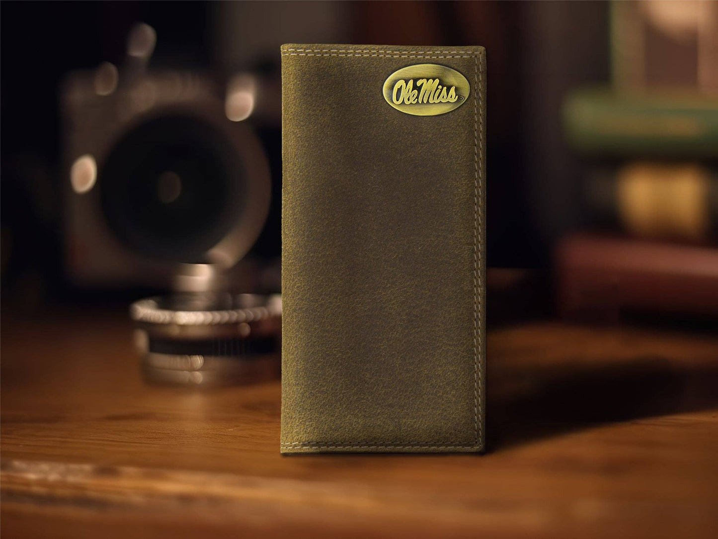 Ole Miss Rebels Vintage Tan Leather Secretary Wallet