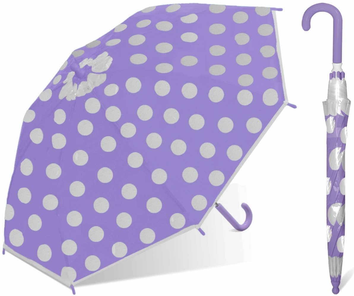 Children Clear Umbrellas w/Assorted Color Polka-Dot Prints