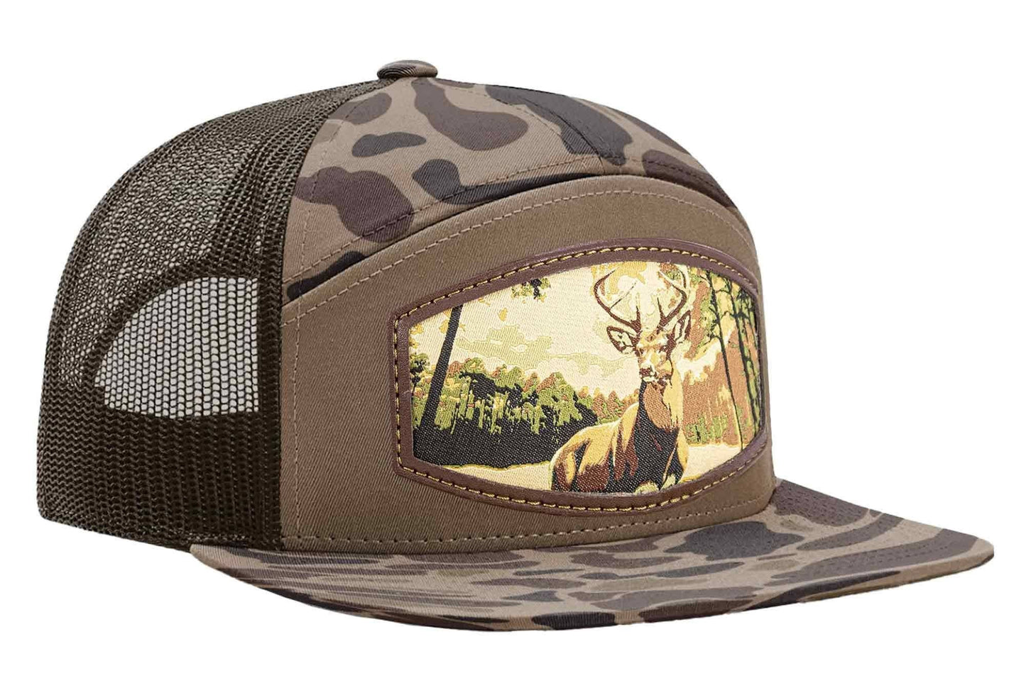 Buck Woven Patch Old School Camo Hat.
