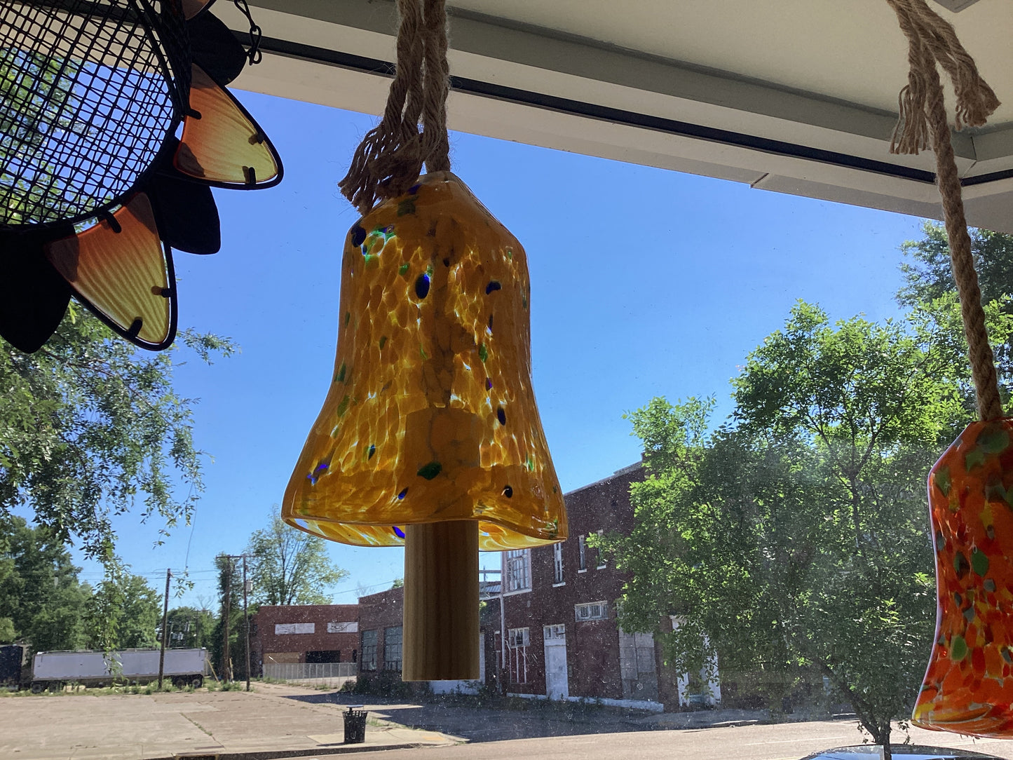 Pollinator Garden Bell, Glass, Colorful Confetti