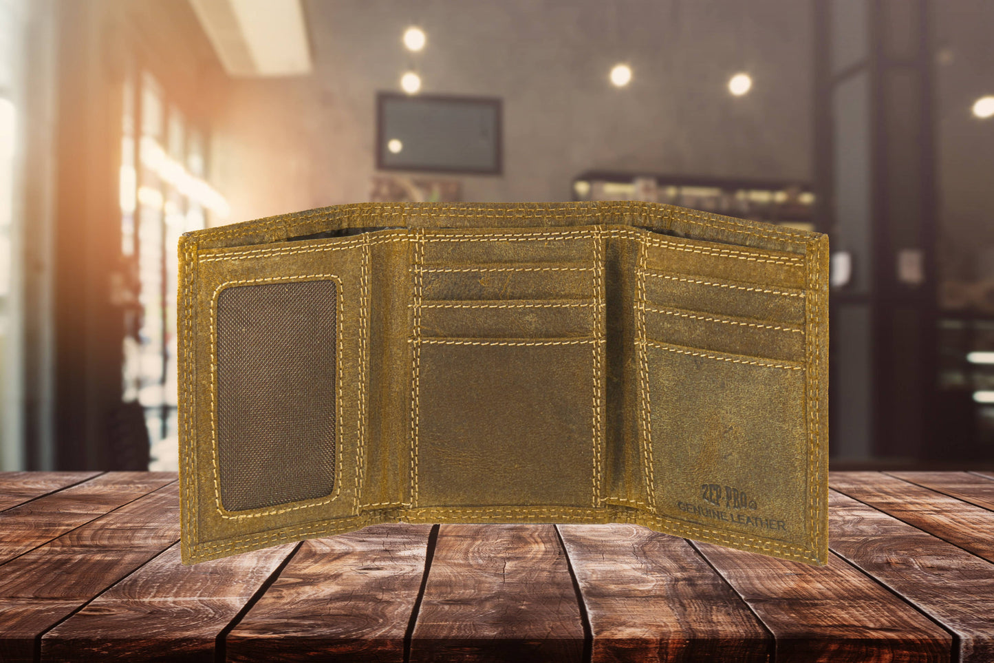 Mallard Vintage Tan Leather Trifold Wallet