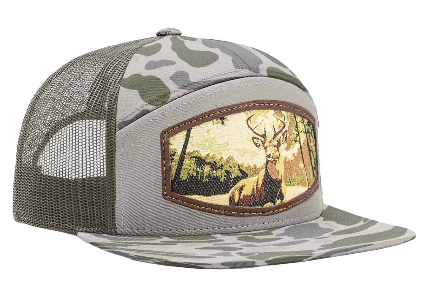 Buck Woven Patch Old School Camo Hat.