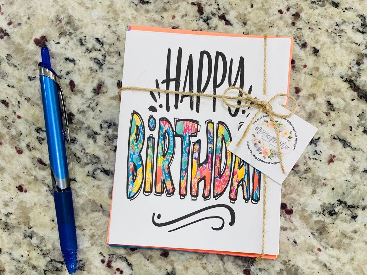Happy Birthday Note Cards: Colorful