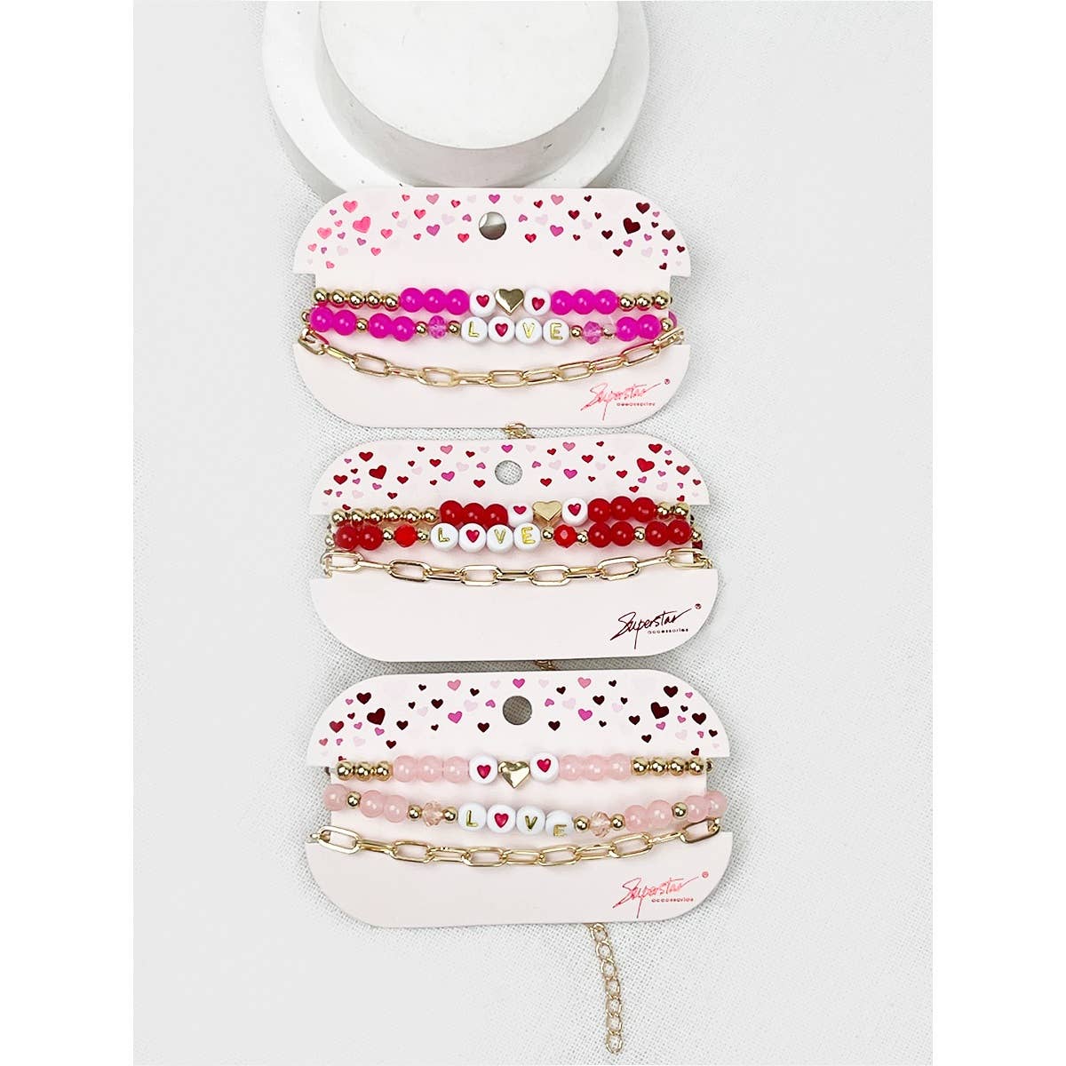 Love Heart Valentine Theme beaded Bracelets: MIX COLOR