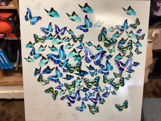 Metallic light up butterfly wall art