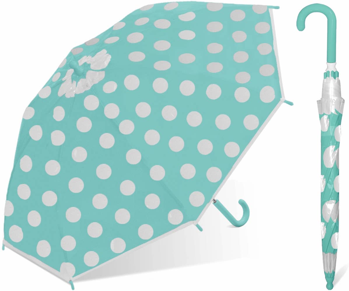 Children Clear Umbrellas w/Assorted Color Polka-Dot Prints