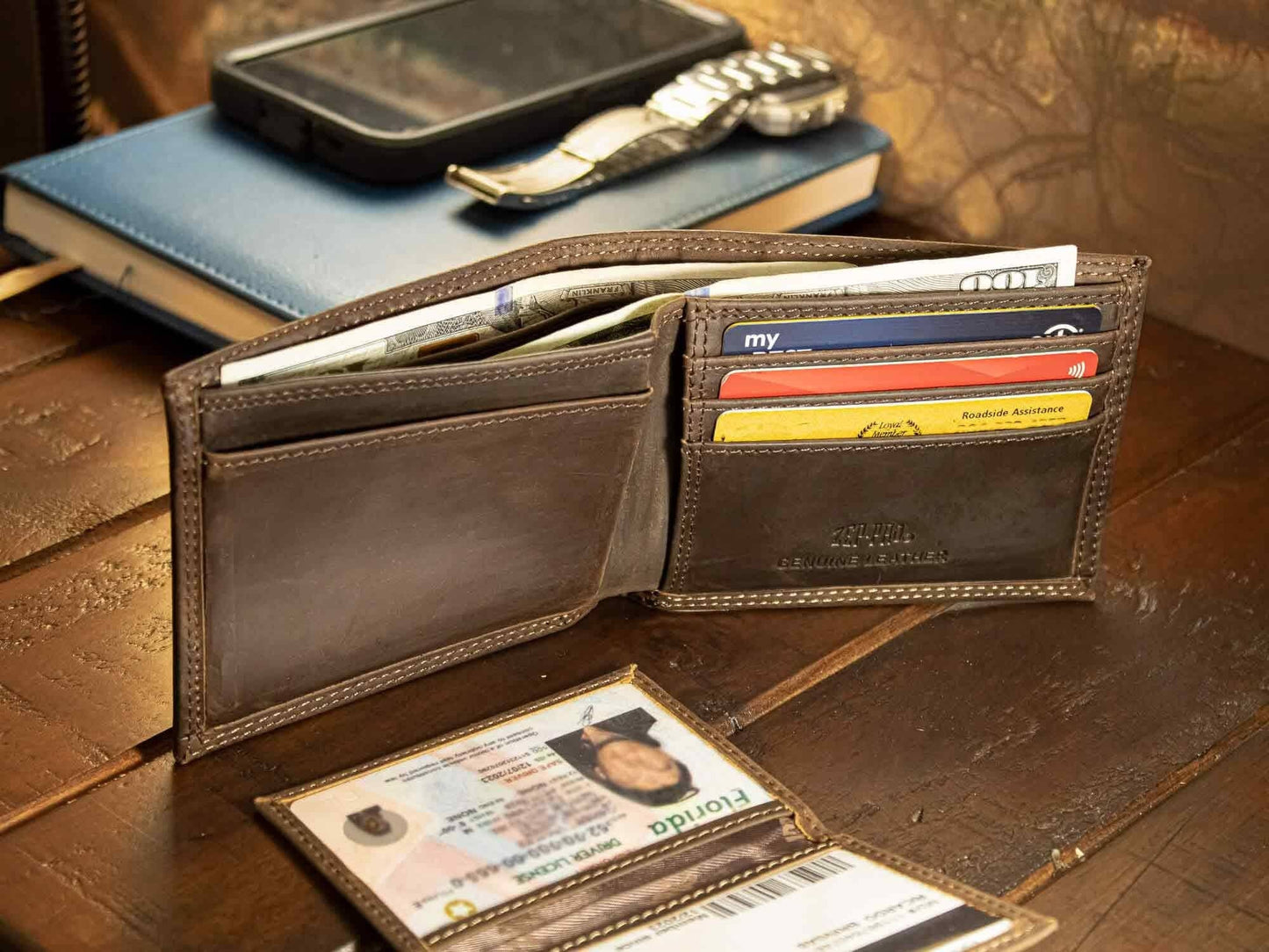 Mallard Men's Bifold Woven Patch Leather Wallet.
