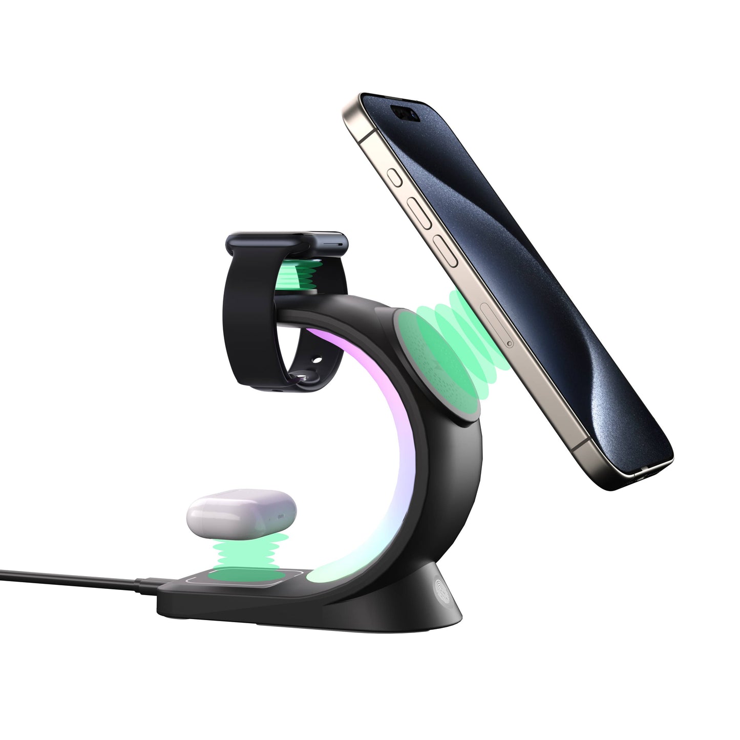 3-in-1 Charger Station w/ Night Lamp & Adapter - Retail Pack