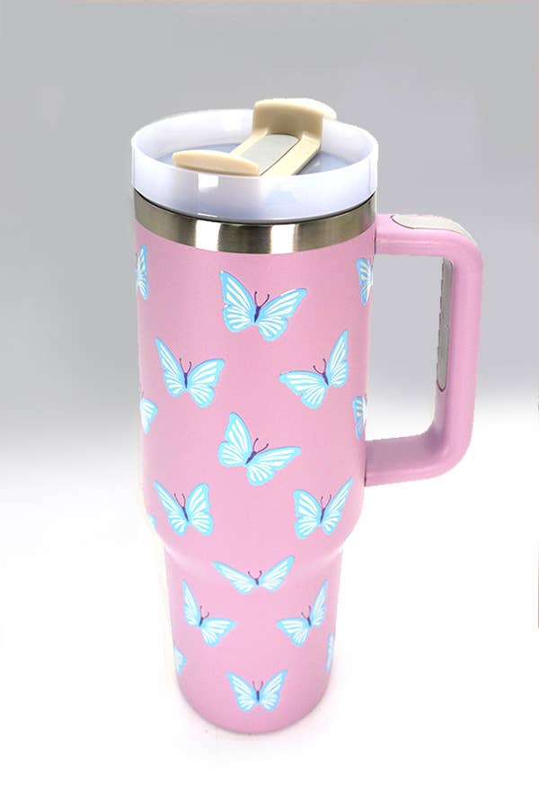 40oz STAINLESS STEEL TUMBLER ALL STYLES | TB40OZ: DAISY FUCHSIA