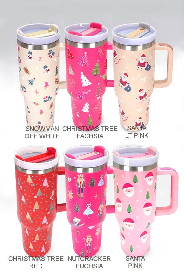 40oz STAINLESS STEEL TUMBLER CHRISTMAS | TB40OZ: XMAS NUTCRAKER FUCHSIA