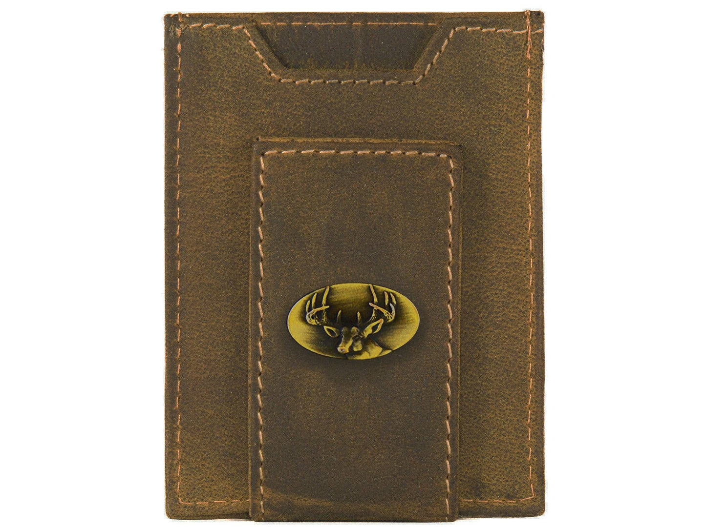Buck Vintage Tan Leather Magnetic Front Pocket Wallet