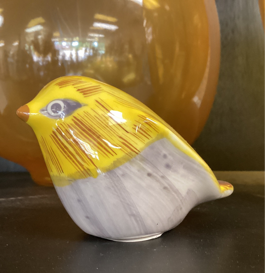 Yellow & Gray pottery bird