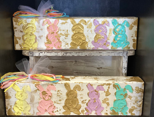 Wood Block with Bunnies
