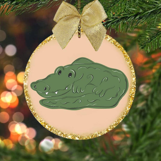 Alligator gold Christmas ornament 