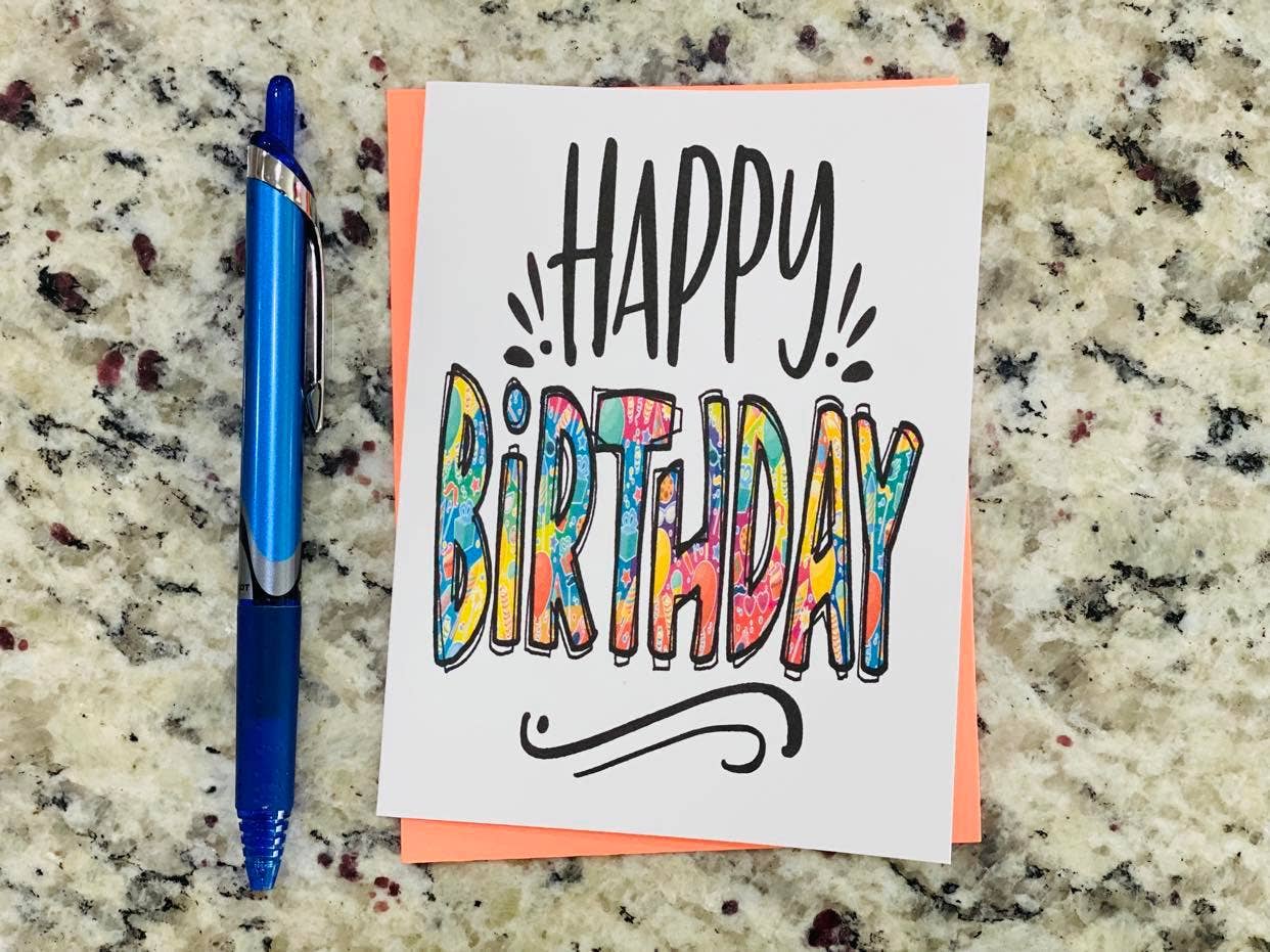 Happy Birthday Note Cards: Colorful