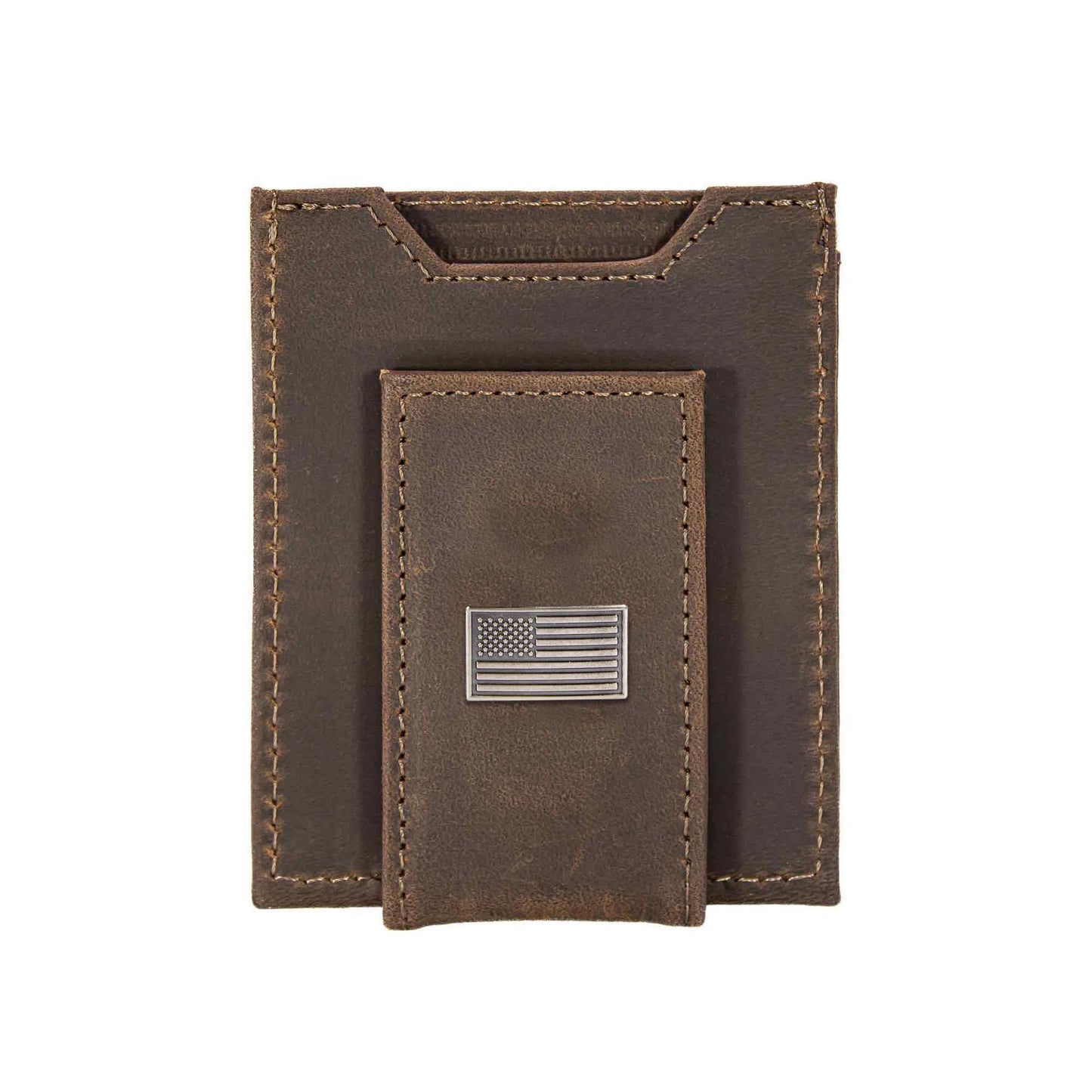 American Flag Magnetic Leather Slim Wallet