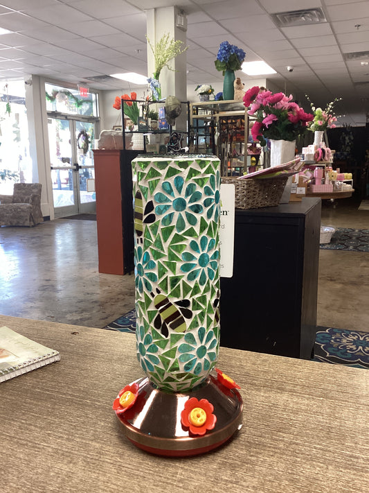 Pollinator Garden Bird Feeder, Mosaic Glass Hummingbird Feeder