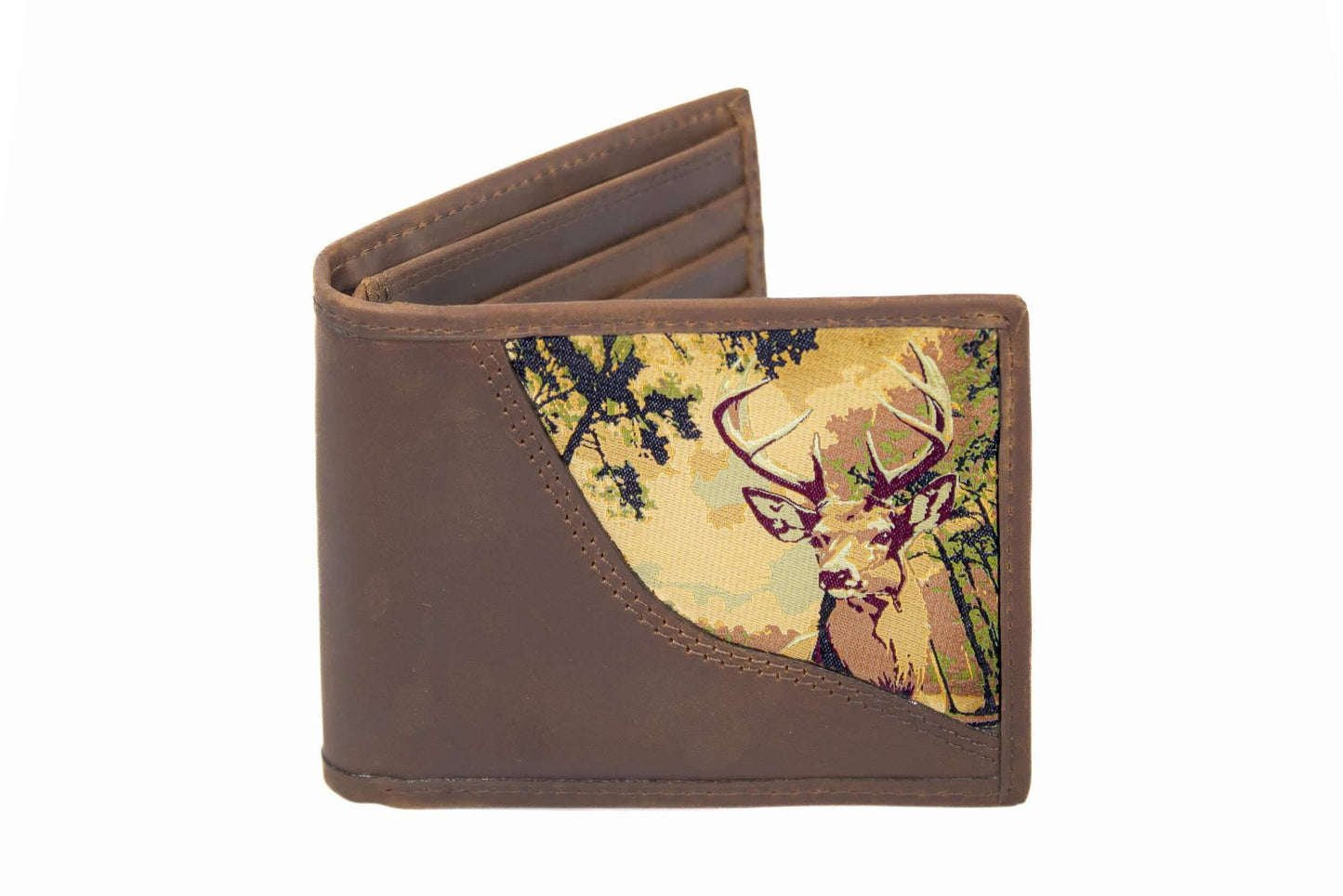Buck Men's Bifold Woven Patch Leather Wallet.