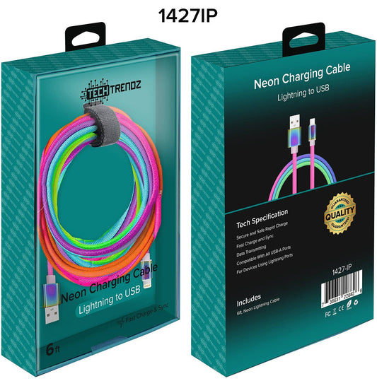 Neon Lightning Cable - 6ft