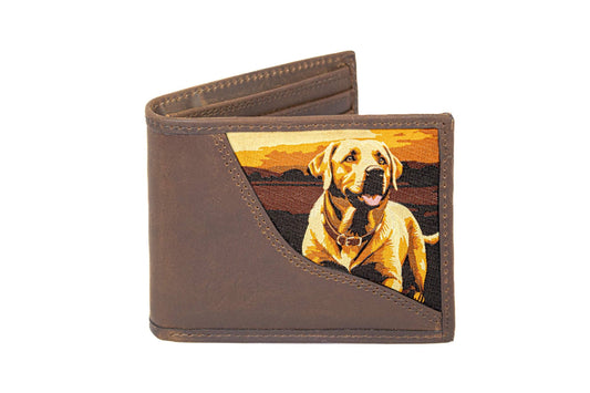 Lab Men's Bifold Woven Patch Leather Wallet.