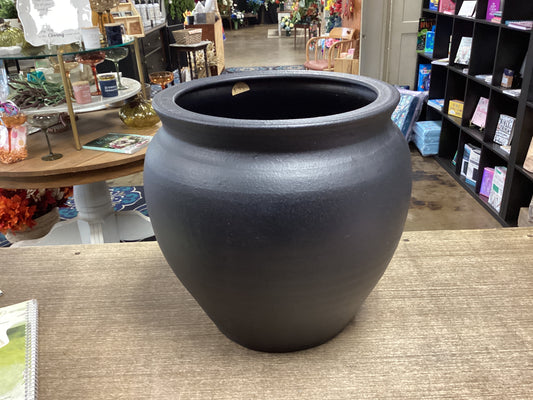 Large Black Tapered Stoneware Planter