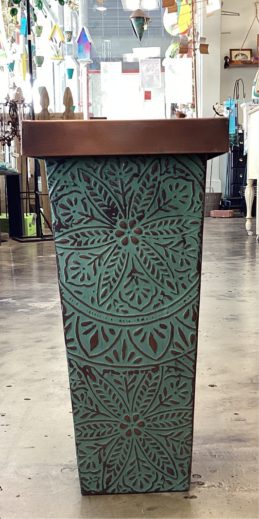 Embossed Metal Square Door Planter Small