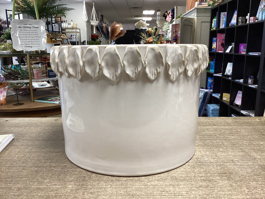 White leaf Ceramic Planter- Large