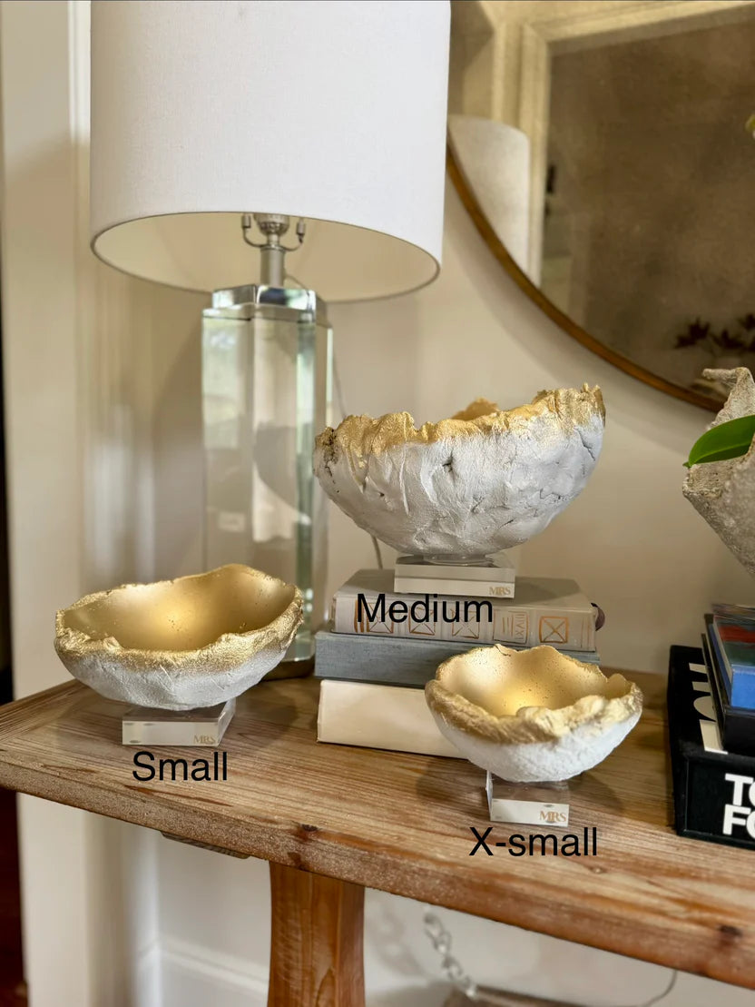 DECORATIVE BOWL- BLUE or PINK WITH GOLD XLARGE