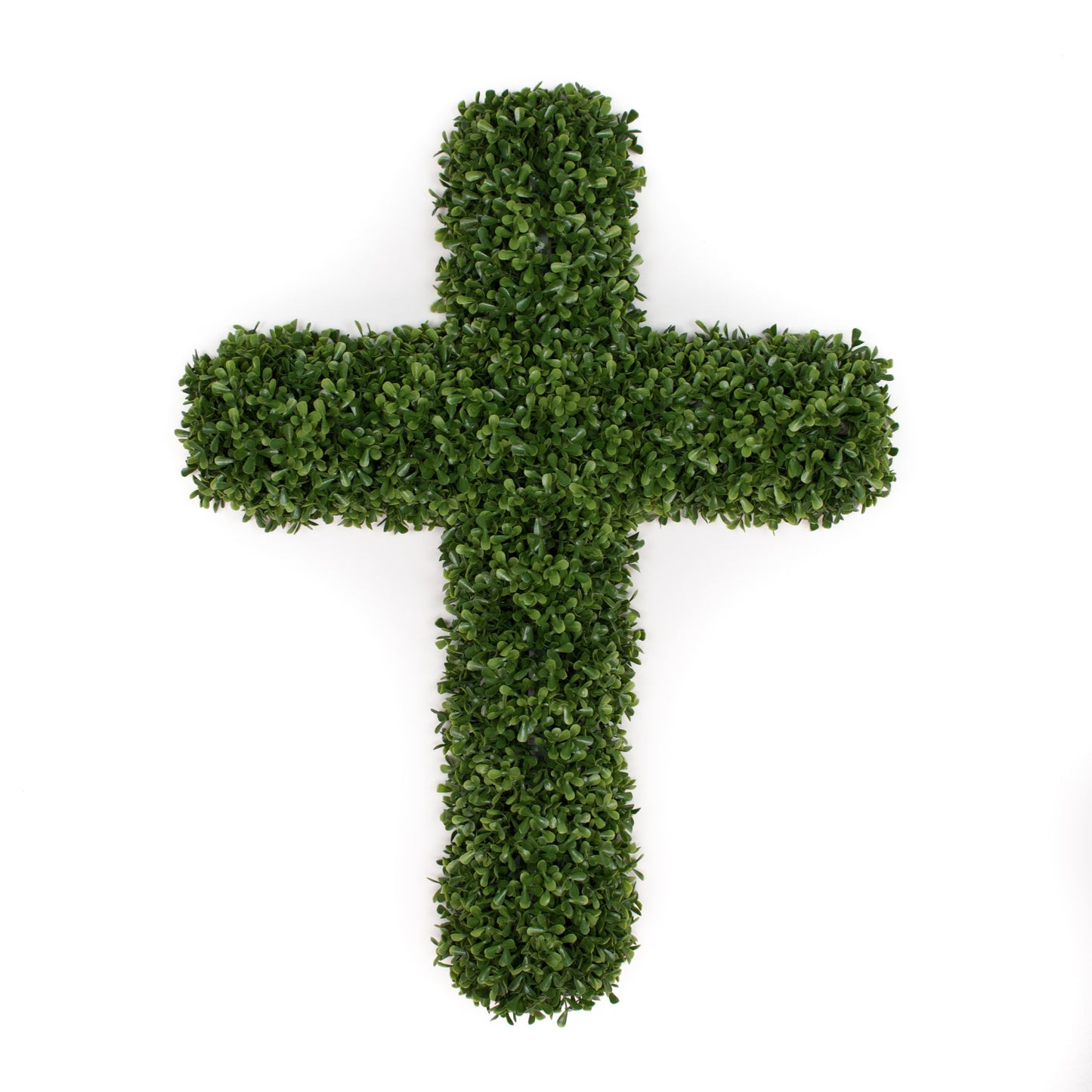 Faux Boxwood Crosses with Satin Bow 26”