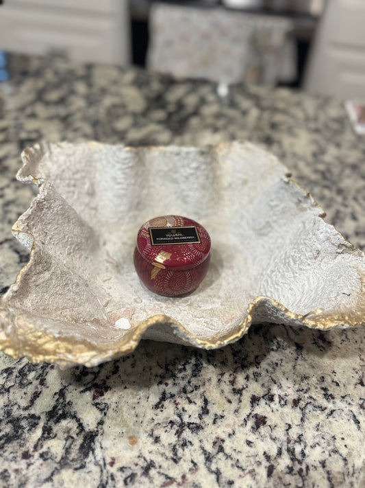 DECORATIVE BOWL- WAVY SQUARE WITH GOLD- FLAT MIDDLE