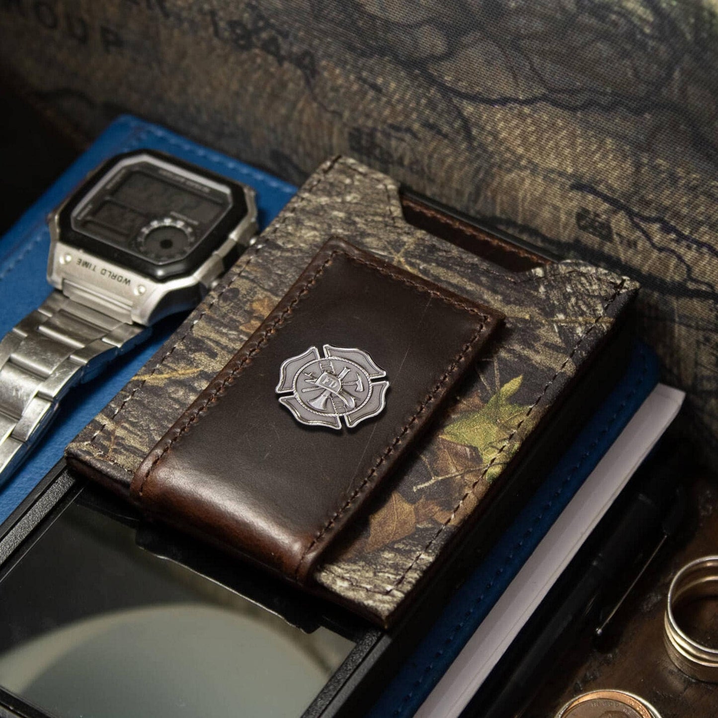 Maltese Cross Magnetic Leather Slim Wallet