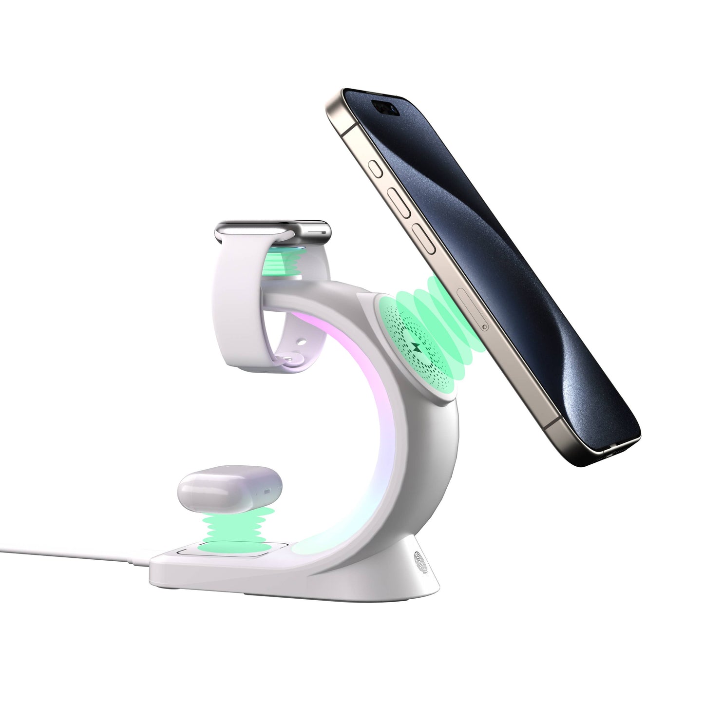 3-in-1 Charger Station w/ Night Lamp & Adapter - Retail Pack