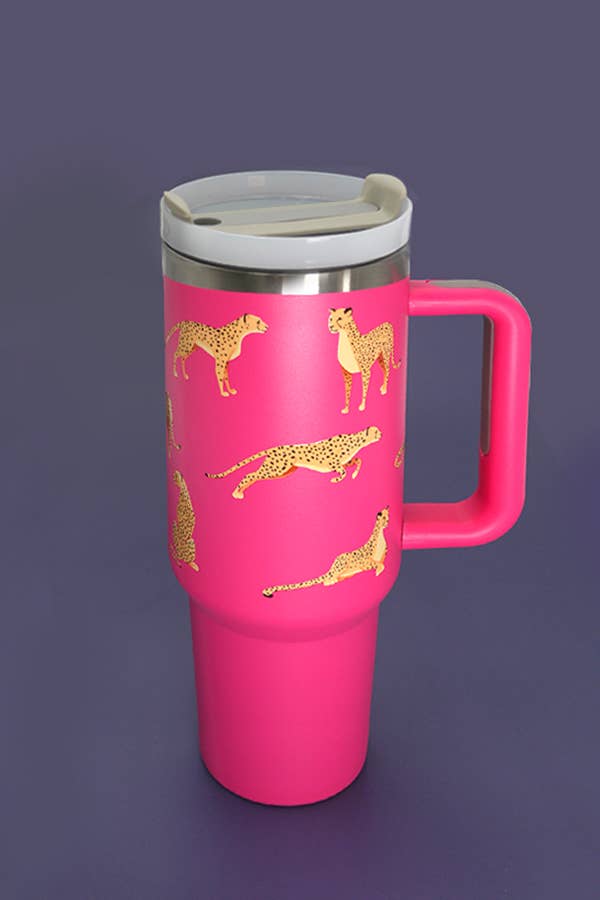 40oz STAINLESS STEEL TUMBLER CHEETAH: CHEETAH MULTI FUCHSIA