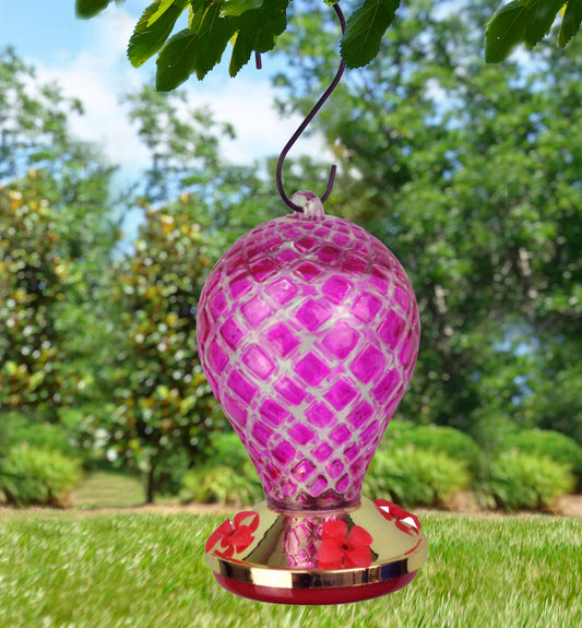 Purple Glass Hummingbird Feeder - 26 oz