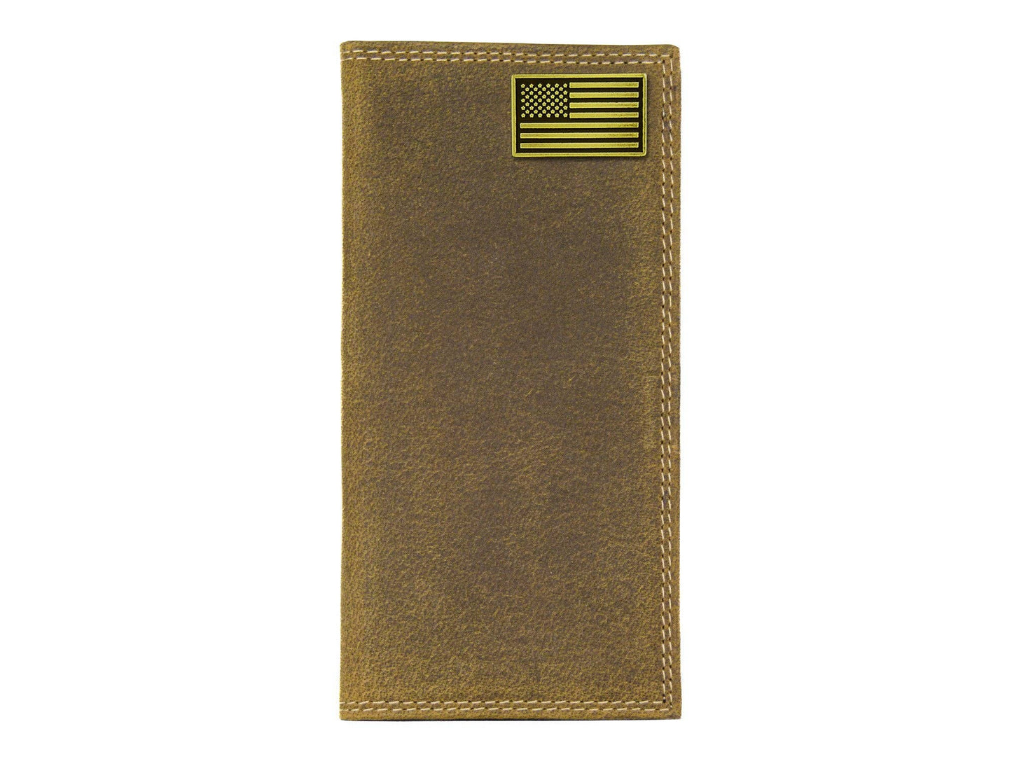 American Flag Vintage Tan Leather Secretary Wallet