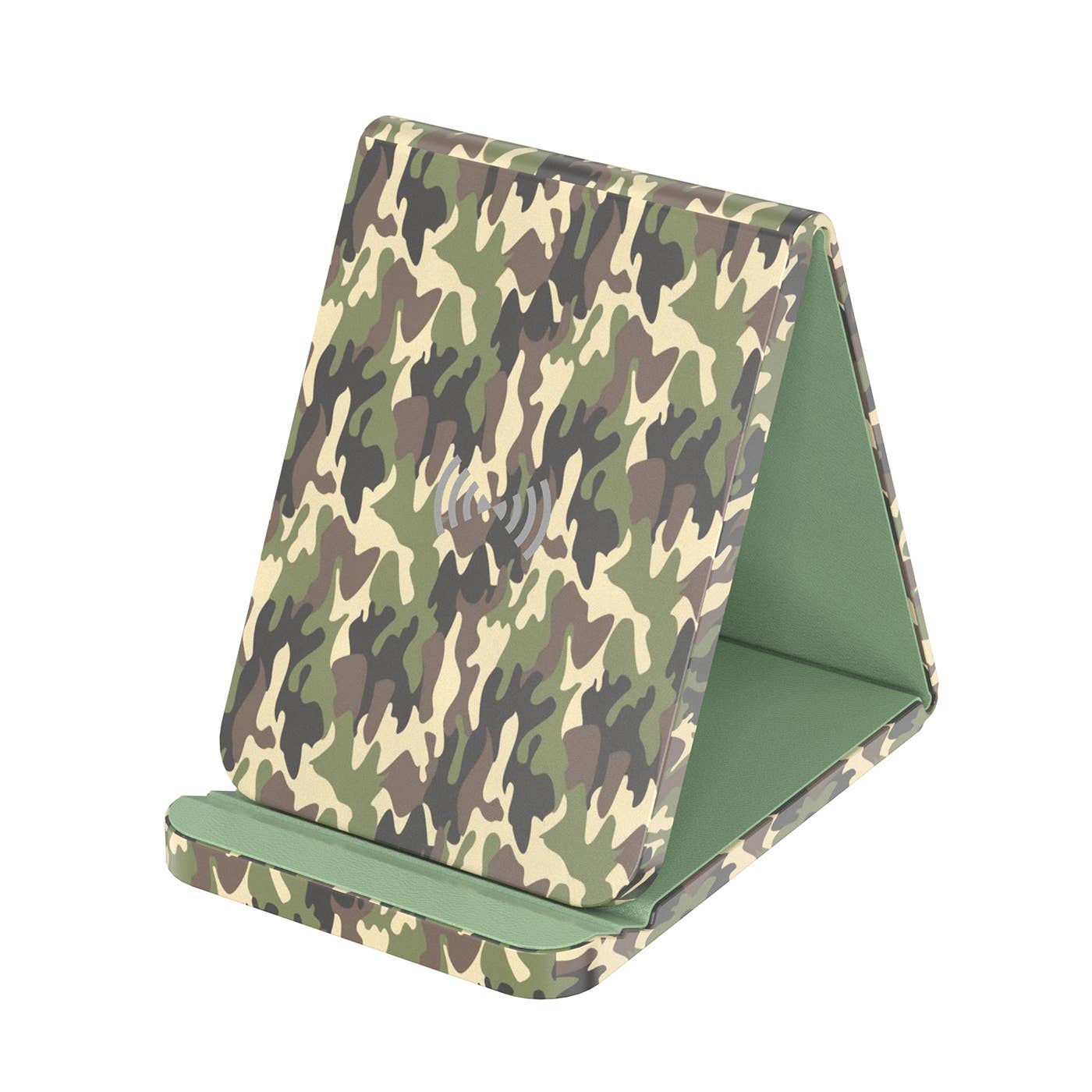 Green Camo - Leather Wireless Charging Folding Stand