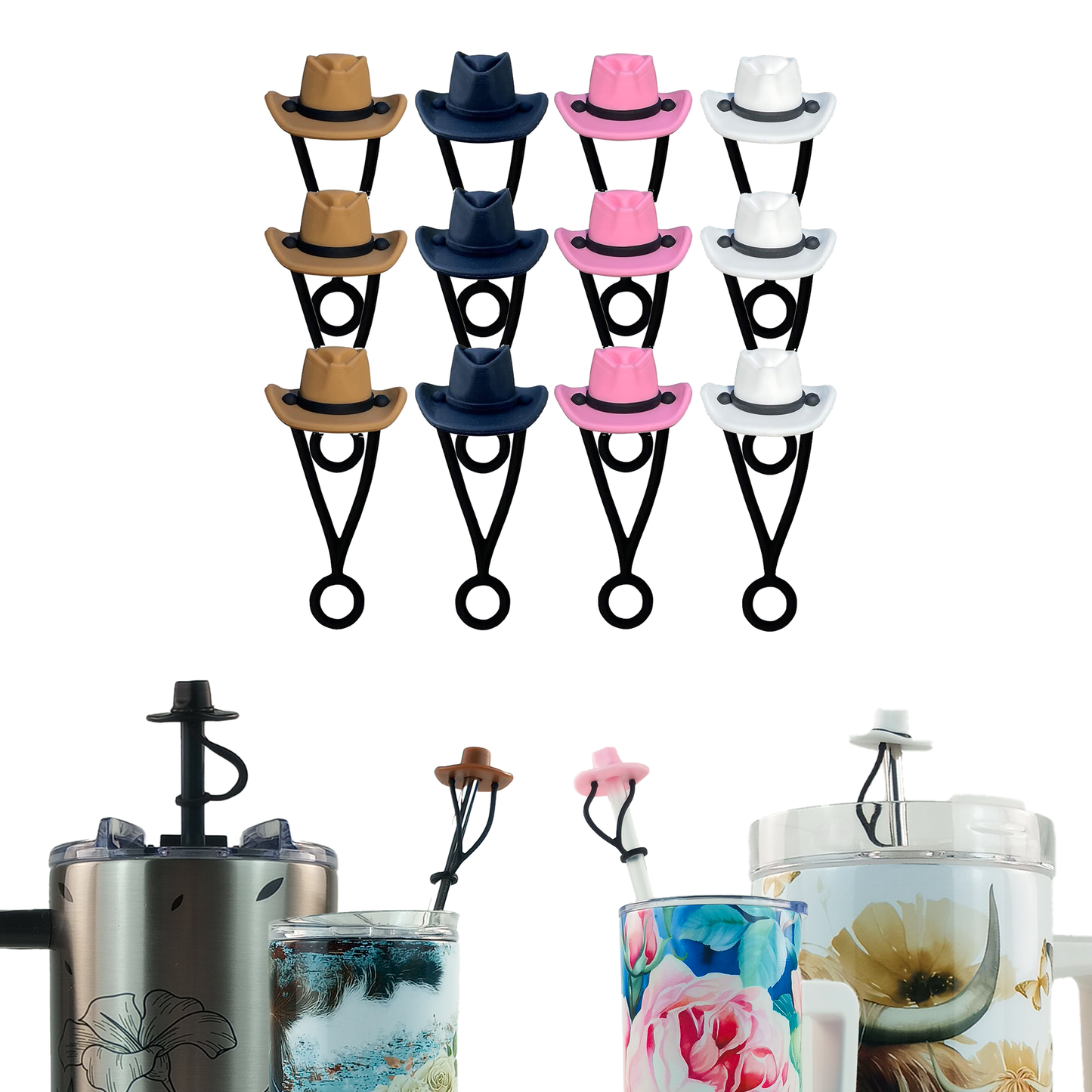 SILICONE STRAW TOPPER - 12 PACK