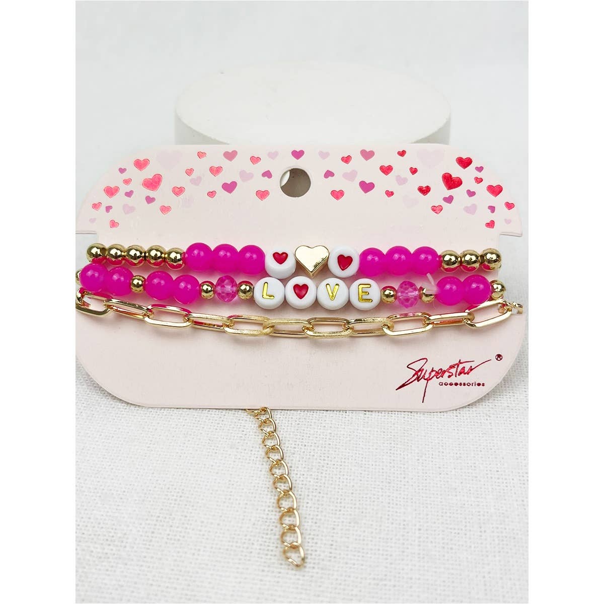 Love Heart Valentine Theme beaded Bracelets: MIX COLOR