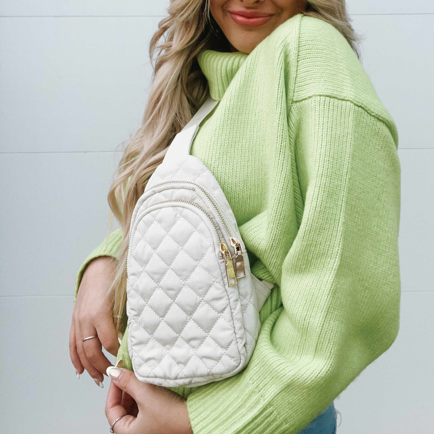 Pinelope Puffer Bum Bag: Cream